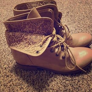 Fold over leather boot